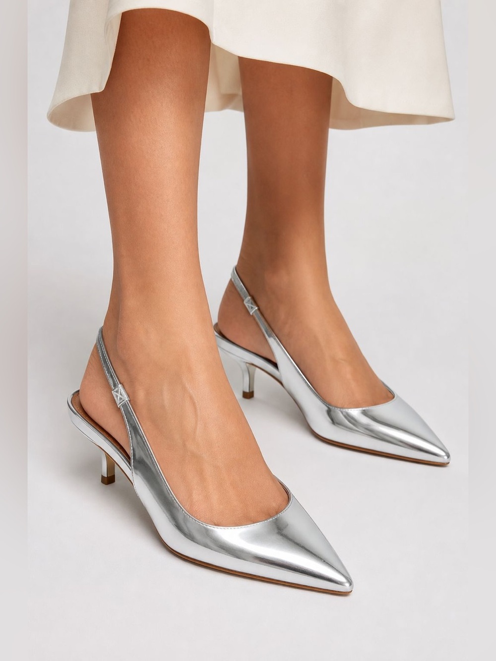 NWT A New Day Silver Pointed Toe Slingback Flats 6.5